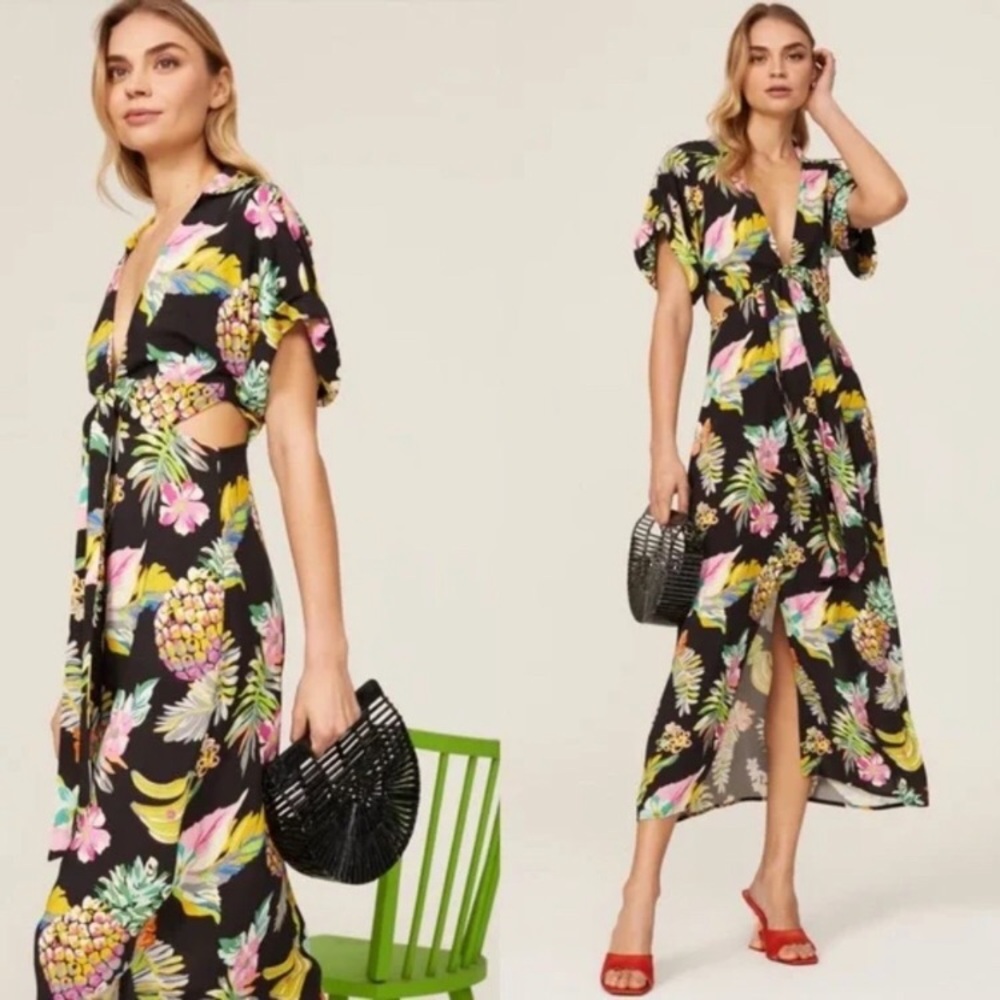 LE SUPERBE MAI THAI MIGHT TROPICAL BUTTON FRONT MIDI 2